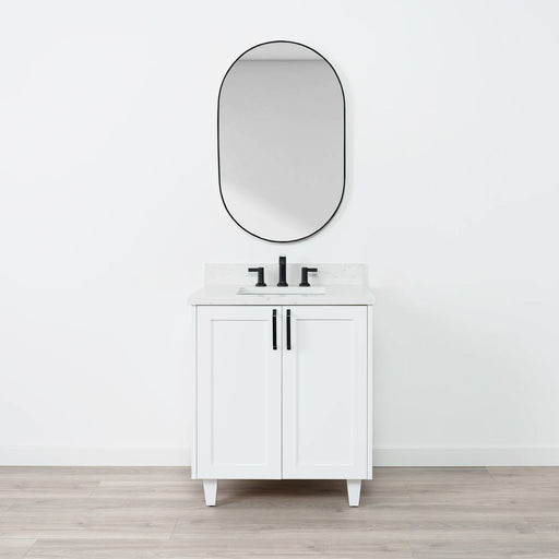 Bridgeport 30 Satinwhite Artictrace Oldhandlesblack Frontshot Closedcopy - High-End Bathroom Vanity - Facility Supply Pro Canada