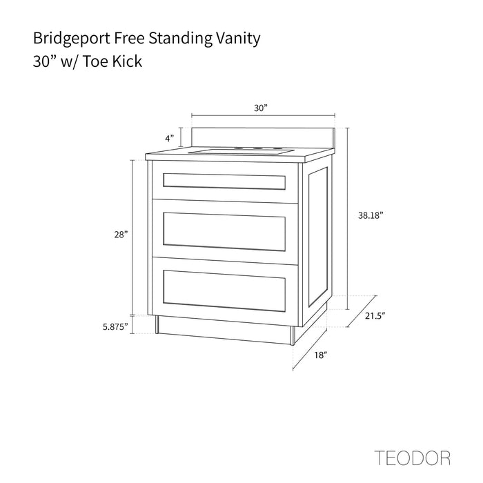 Bridgeport 30 Toe Kick - High-End Bathroom Vanity - Facility Supply Pro Canada