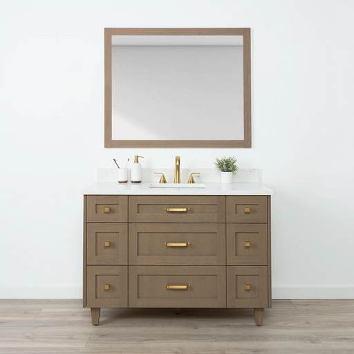 Bridgeport 48 AlmondCoast ArticTrace OldHandles KnobsGold FrontShot Closedcopy?v=1751326739 - Premium Bathroom Vanity for Canadian Homes and Businesses - Facility Supply Pro