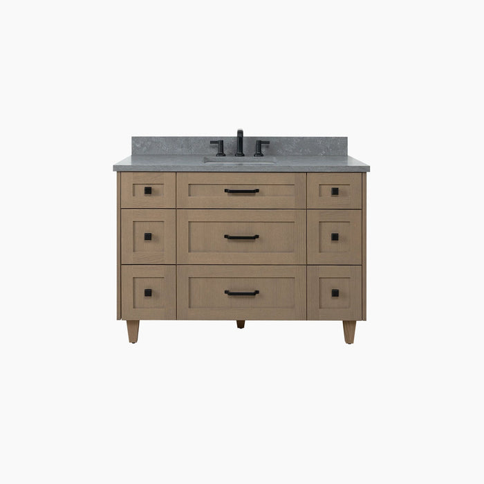 Bridgeport 48 AlmondCoast ConcreteGrey OldHandle KnobsBlack FrontShot Closed Plain BG?v=1751326739 - Premium Bathroom Vanity for Canadian Homes and Businesses - Facility Supply Pro