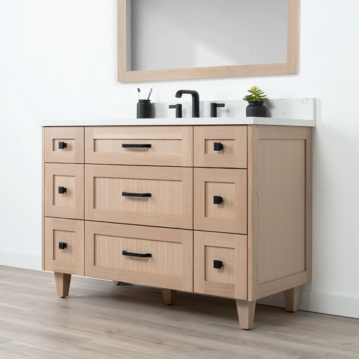 Bridgeport 48 WhiteOak ArticTrace OldHandles KnobsBlack RightAngle Closecopy?v=1751327140 - Premium Bathroom Vanity for Canadian Homes and Businesses - Facility Supply Pro