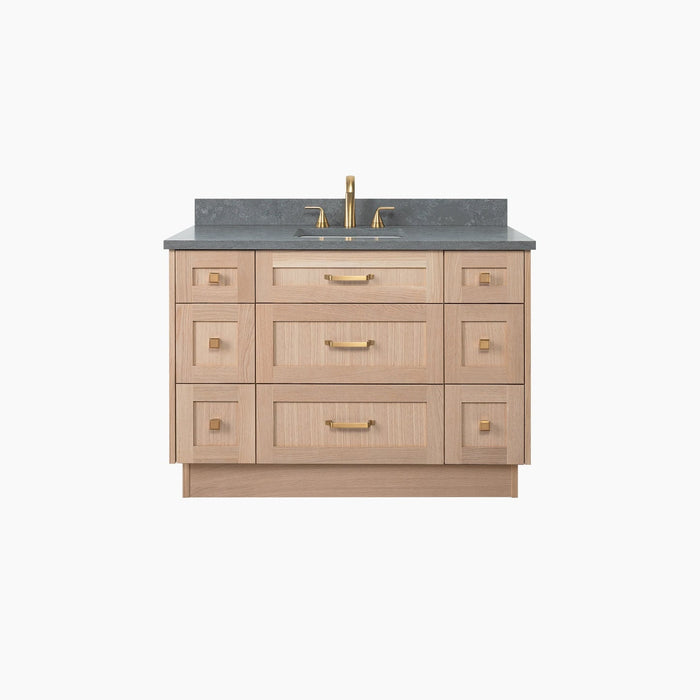 Bridgeport 48 WhiteOak ConcreteGrey OldHandles KnobsGold FrontShot Closed Toe Kick Plain BG?v=1751327140 - Premium Bathroom Vanity for Canadian Homes and Businesses - Facility Supply Pro