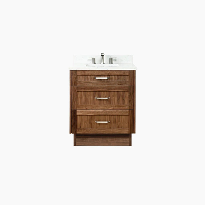 Bridgeport Black Walnut 30 Arctic Brushed Nickel Toekick Plain Bg - High-End Bathroom Vanity - Facility Supply Pro Canada