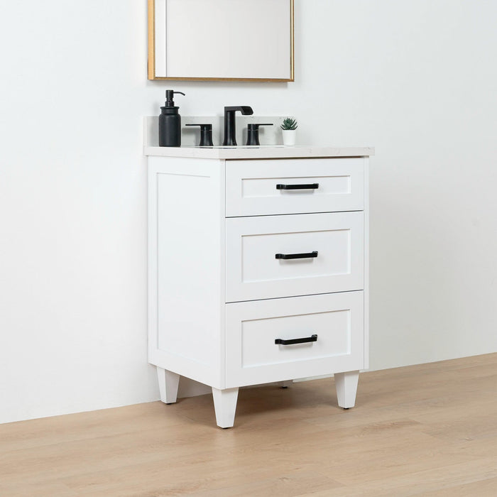 Bridgeport Slim 24" Satin White Vanity – Left Angle View