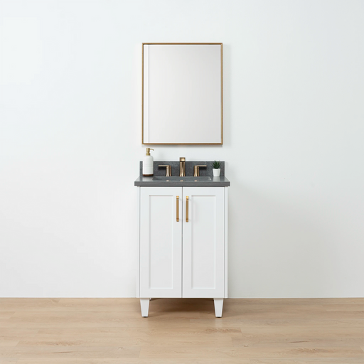 Bridgeport Slim 24" Satin White Vanity – Front View with Doors Closed