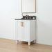 Bridgeport Slim 24" Satin White Vanity – Right Angle View with Doors