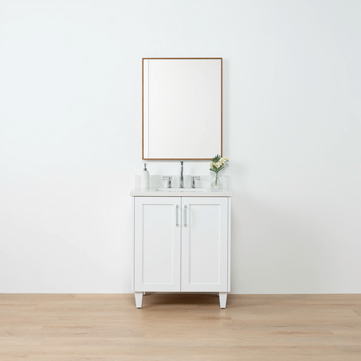 Bridgeport Slim 30 Satin White Doors Front 1Copy - High-End Bathroom Vanity - Facility Supply Pro Canada
