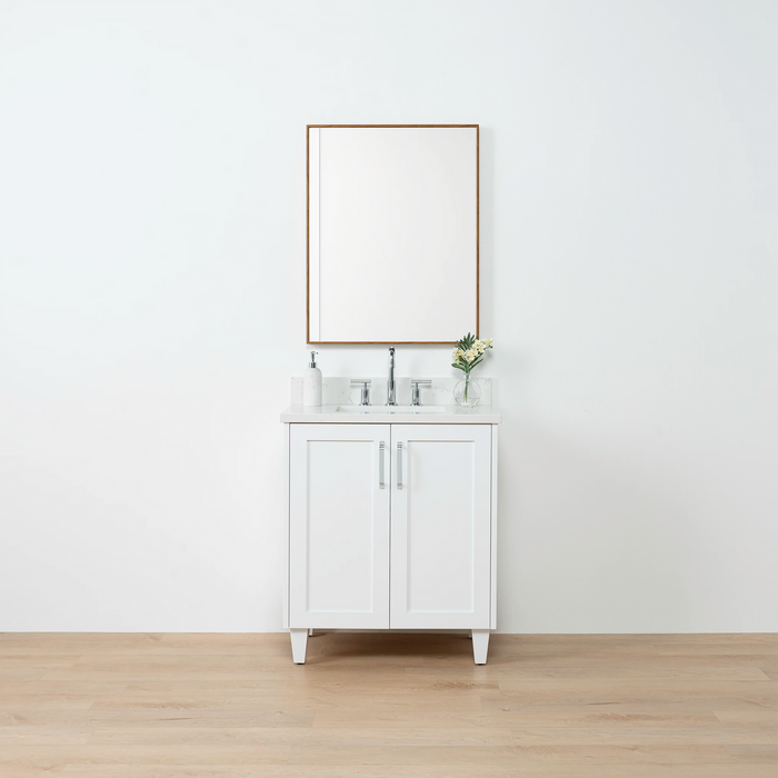 Bridgeport Slim 30 Satin White Doors Front 1Copy - High-End Bathroom Vanity - Facility Supply Pro Canada