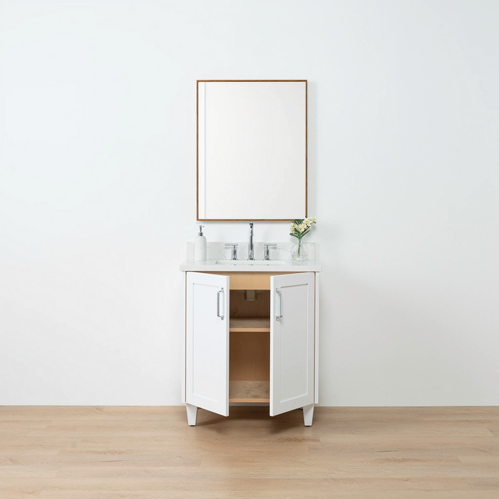 Bridgeport Slim 30 Satin White Doors Front 2Copy - High-End Bathroom Vanity - Facility Supply Pro Canada