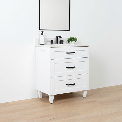 Bridgeport Slim Satin White Left 1Copy - High-End Bathroom Vanity - Facility Supply Pro Canada