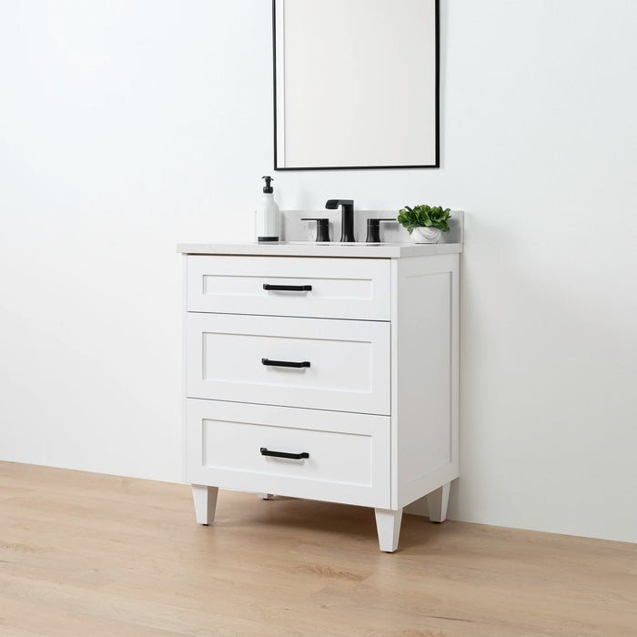 Bridgeport Slim Satin White Right 1Copy - High-End Bathroom Vanity - Facility Supply Pro Canada