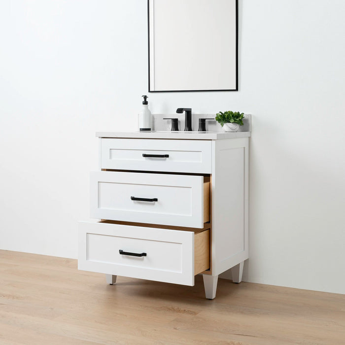 Bridgeport Slim Satin White Right 2Copy - High-End Bathroom Vanity - Facility Supply Pro Canada