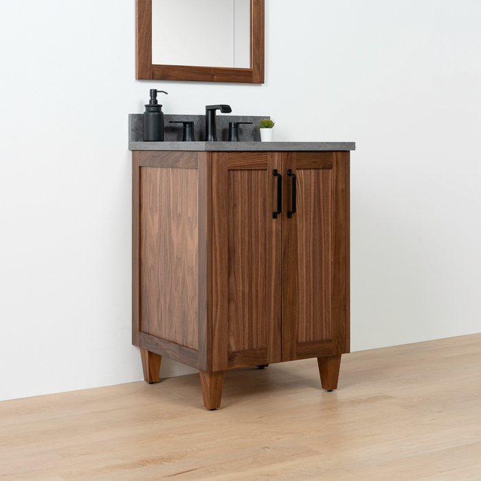 Bridgeport 24" Black Walnut Vanity with Doors – Left Angle View
