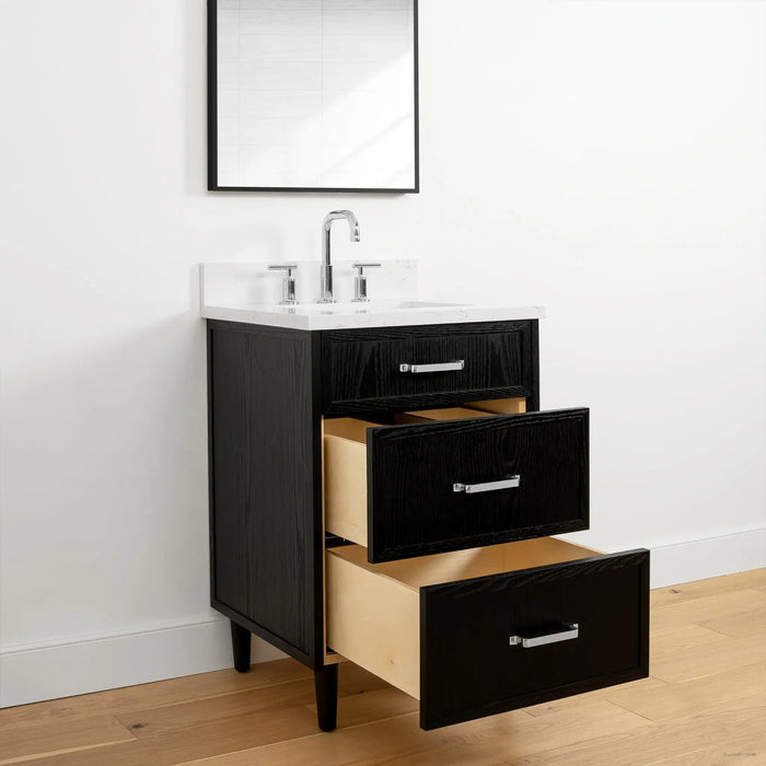 Cape Breton Vanity – Blackened Oak – Drawer Interior Detail (CAFC0E)