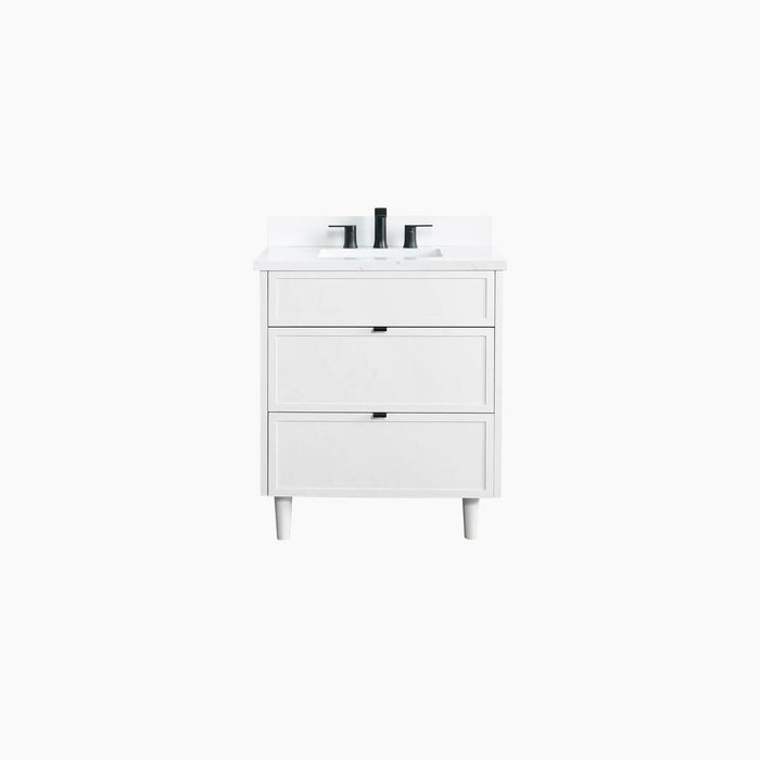 Cape Breton 30  Satin White Bathroom Vanity - High-End Bathroom Vanity - Facility Supply Pro Canada