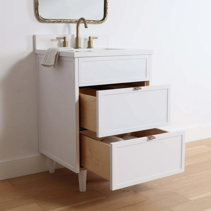 Cape Breton 24" Vanity – Satin White – Drawer Open (58480123)