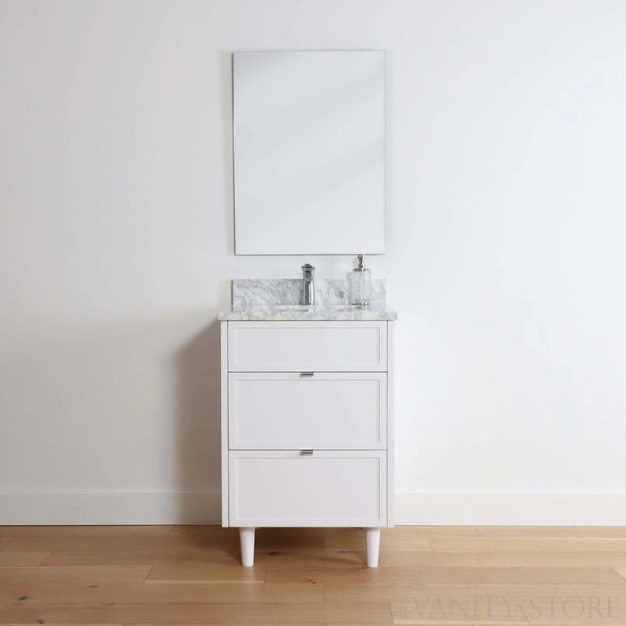 Cape Breton 24" Vanity – Satin White – Drawer Open Side View (58480666)