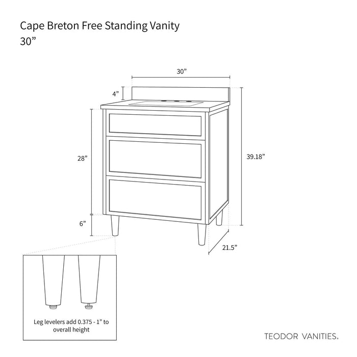 Cape Breton 30  Teodor  Satin White Vanity Teodor Bathroom Vanity 58479852 - High-End Bathroom Vanity - Facility Supply Pro Canada