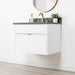 Capebreton 30 Satinwhite Concretegrey Newedgepullgold Rightangle Closedcopy - High-End Bathroom Vanity - Facility Supply Pro Canada