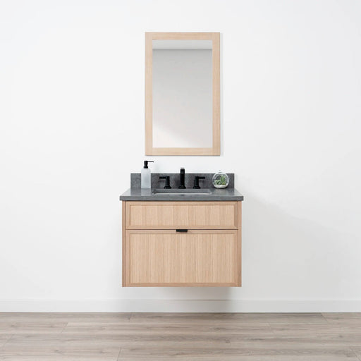 Capebreton 30 Whiteoak Concretegrey Newedgepullblack Frontshot Closedcopy - High-End Bathroom Vanity - Facility Supply Pro Canada