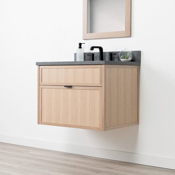 Capebreton 30 Whiteoak Concretegrey Newedgepullblack Rightangle Closedcopy - High-End Bathroom Vanity - Facility Supply Pro Canada
