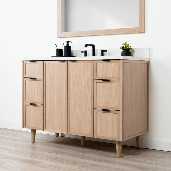 CapeBreton 48 WhiteOak ArticTrace NewEdgePullsBlack RightAngle Closedcopy?v=1751327812 - Premium Bathroom Vanity for Canadian Homes and Businesses - Facility Supply Pro