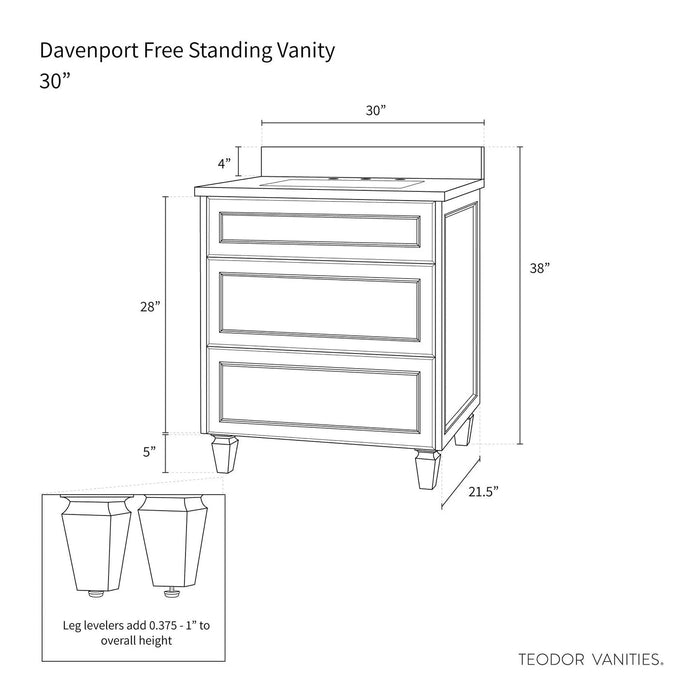 Davenport 30  Teodor  Almond Coast Vanity Teodor Bathroom Vanity 58731529 - High-End Bathroom Vanity - Facility Supply Pro Canada