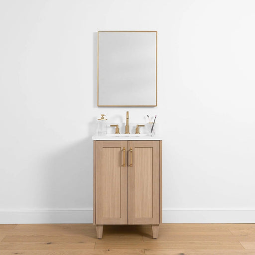 Teodor Bathroom Vanity – White Oak Door Panel (Front View)
