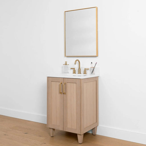 Teodor Bathroom Vanity – White Oak Door Panel (Angled View)