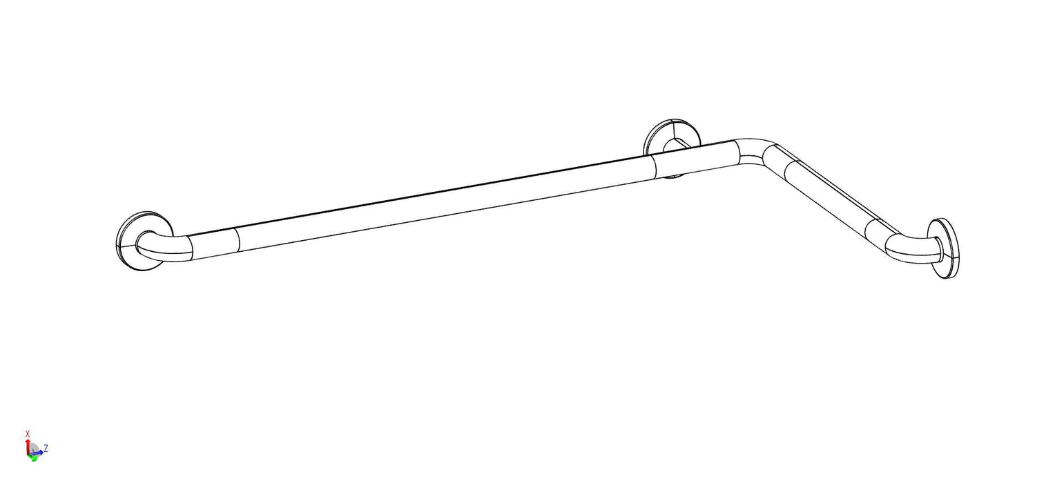 Stainless steel 1.25 inch diameter grab bar peened finish 36x20 inch