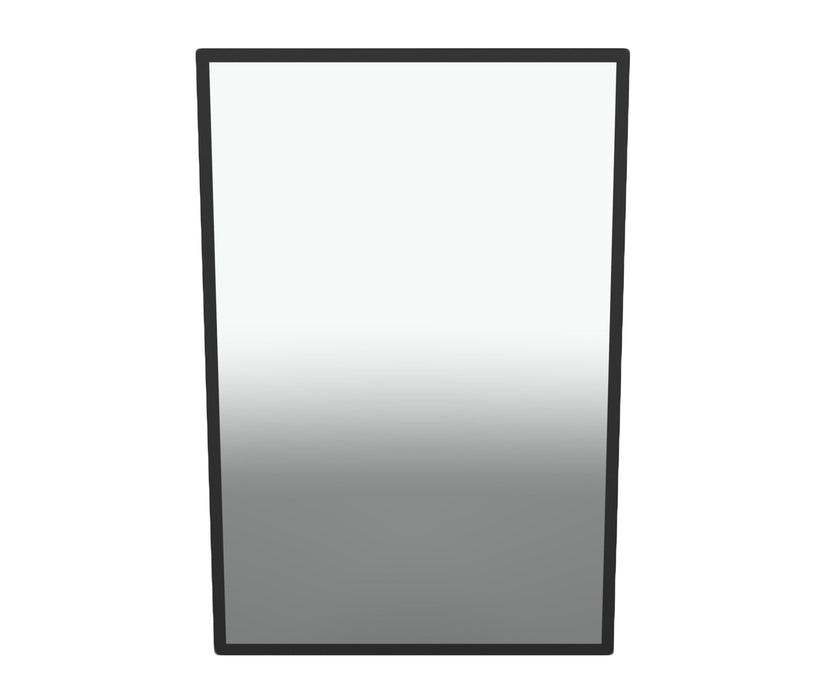 Close-up of Frost 945-24x36-FT-BLK vandal resistant concealed mounting and polished glass detail