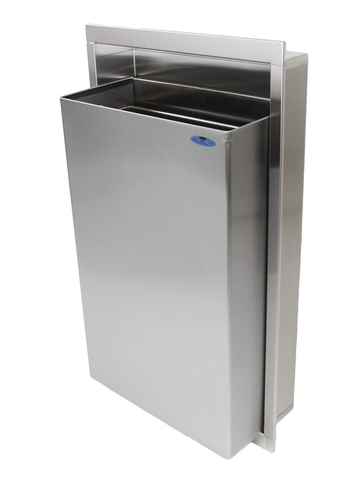 Front view of Frost 330 waste bin with stainless steel finish