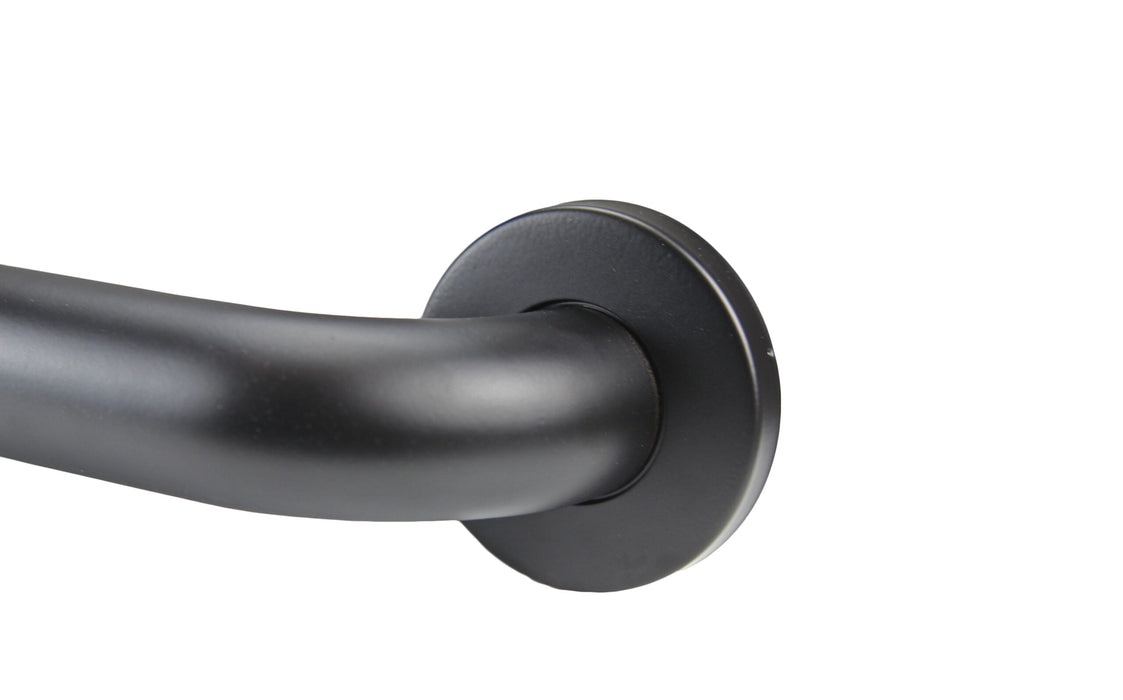 Durable stainless steel grab bar with snap on flanges in matte black
