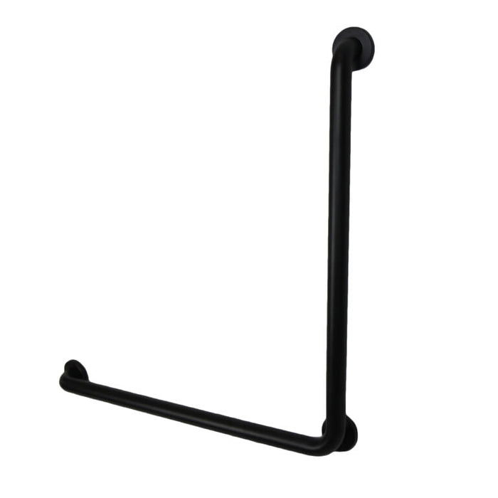 Antimicrobial matte black stainless steel L-shaped grab bar 30x30 inch