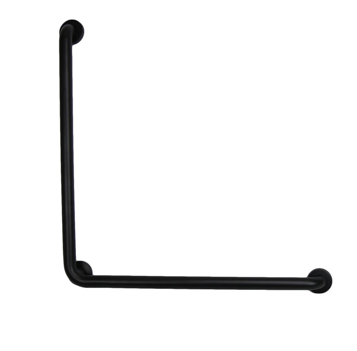 Stainless steel 1.5 inch diameter L-shaped grab bar in black