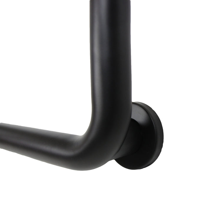 Black finish antimicrobial L-shaped grab bar for barrier free access