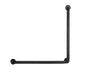 Matte black antimicrobial L-shaped grab bar with concealed mounting