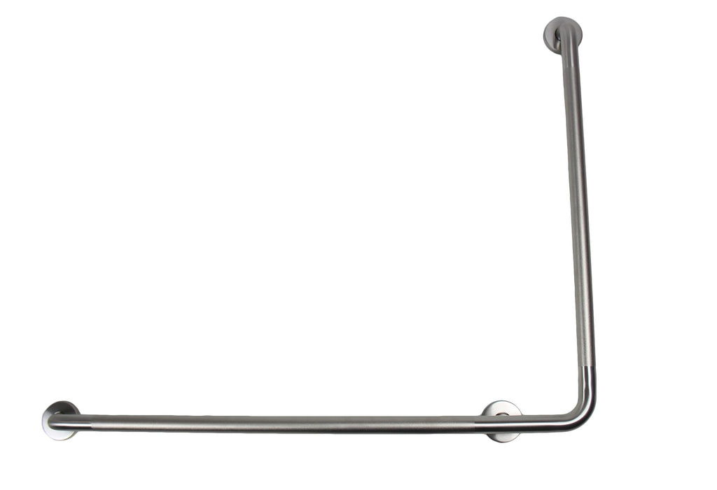 Brushed peened grip L-shaped grab bar 40x30 inch right with concealed mounting