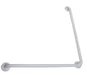White epoxy coated L-shaped grab bar with concealed mounting