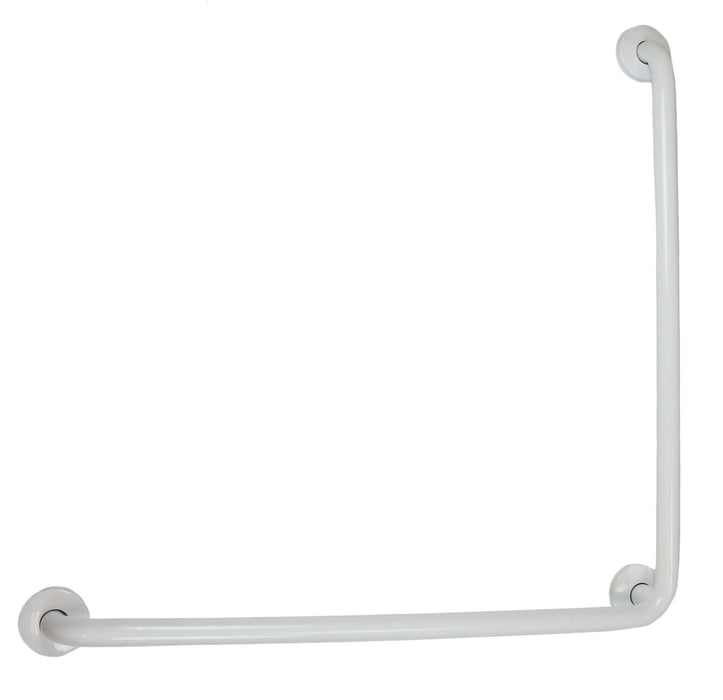 White finish stainless steel L-shaped grab bar 30x30 inch