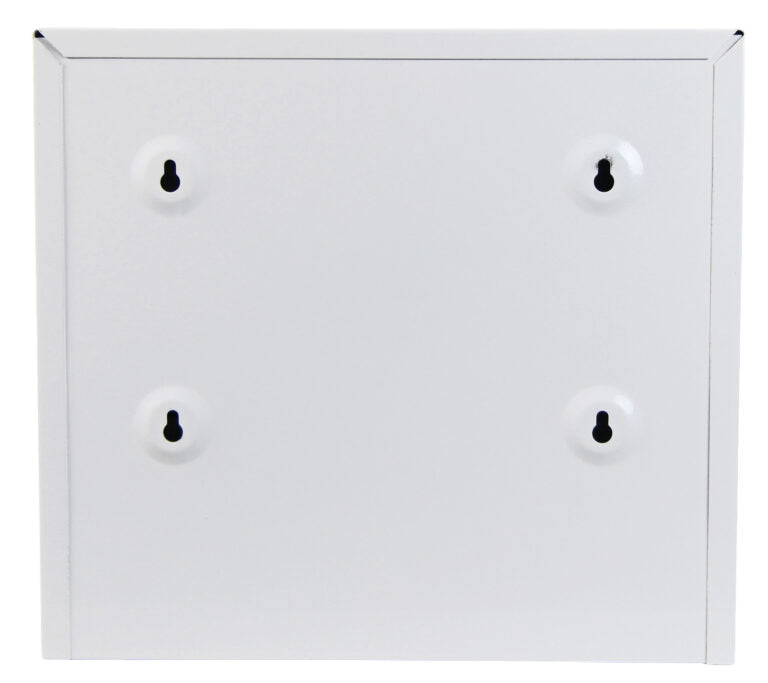 Frost 101-1 white steel paper towel dispenser with lock back view