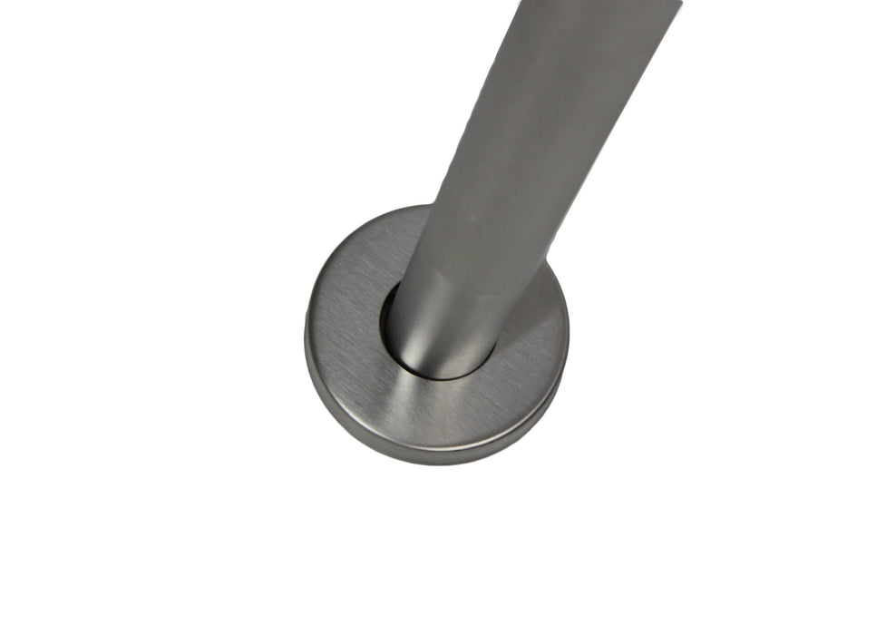 Peened stainless steel wall-to-floor grab bar for barrier free access