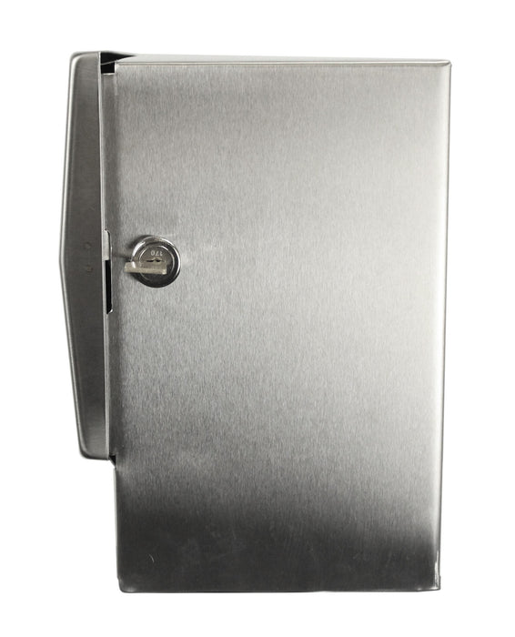 Frost 103-1 stainless steel paper towel dispenser with lock side view