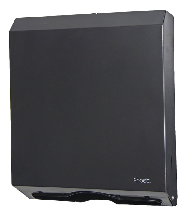 Frost 105-BLK matte black C-fold paper towel dispenser angled view