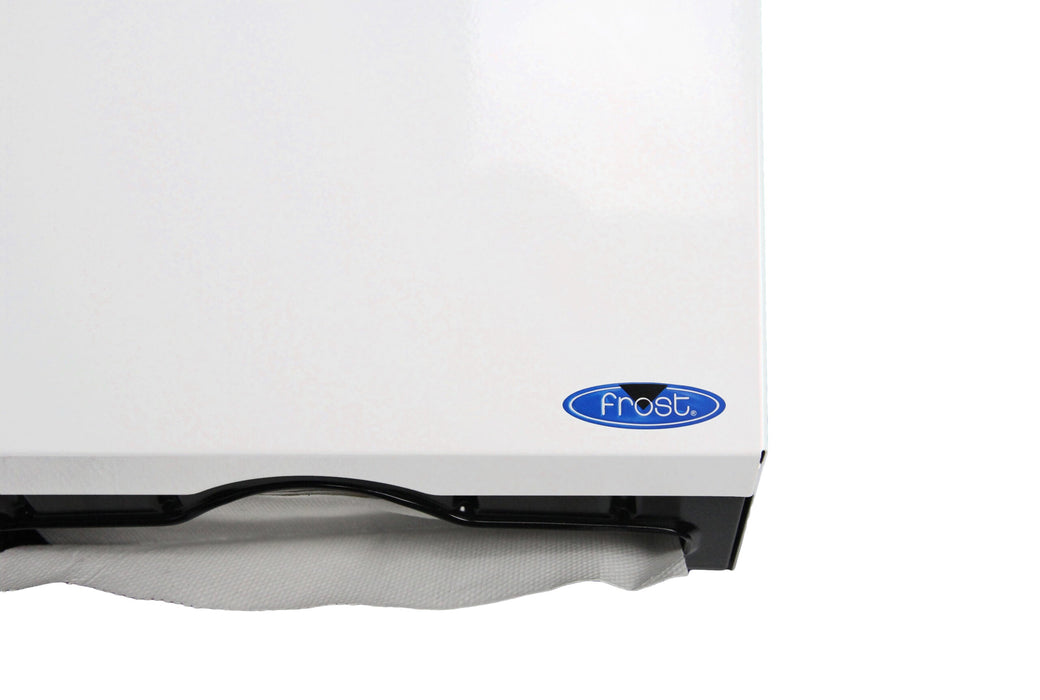 Frost 105 white steel C-fold paper towel dispenser cradle view