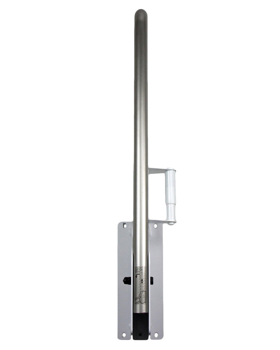 Swing up peened stainless steel grab bar for barrier free access