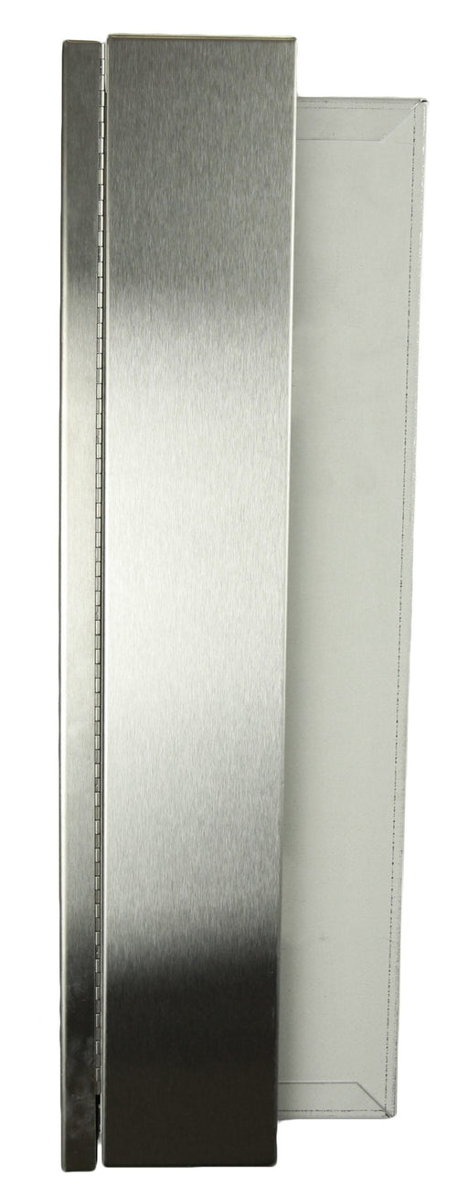 Frost 135B stainless steel semi-recessed paper towel dispenser side view