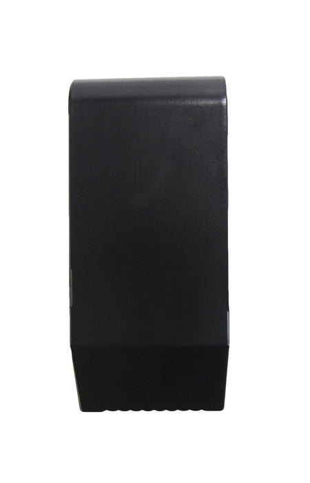Frost 166-BLK matte black jumbo toilet tissue dispenser side view