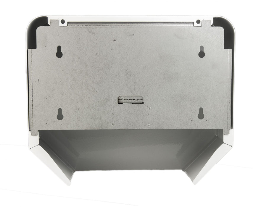 Frost 166 white steel jumbo toilet tissue dispenser back view
