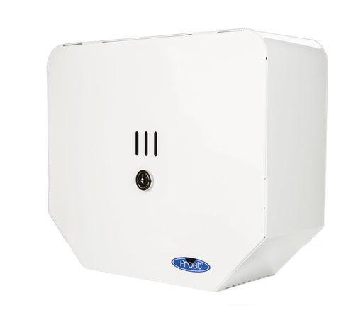 Frost 166 white steel jumbo toilet tissue dispenser front view